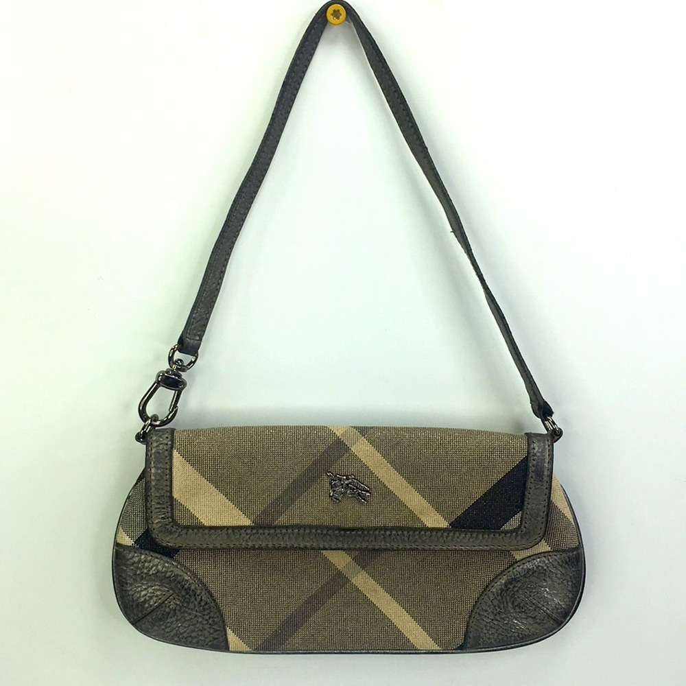 Burberry Metallic Shimmer Nova Check Clutch Wristlet Mini shoulder